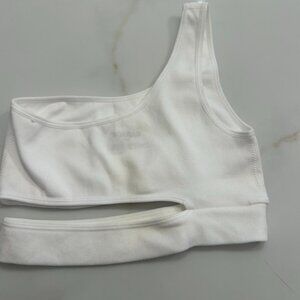 Garage white ribbed one shoulder cut out tank top Size S